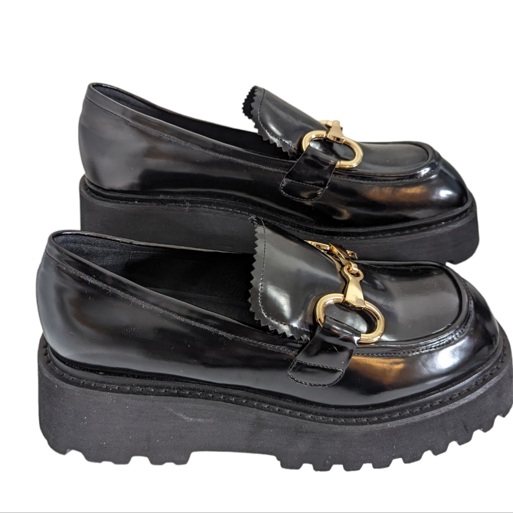 Jeffrey Campbell Skooled Black Platform Loafer... Size 10